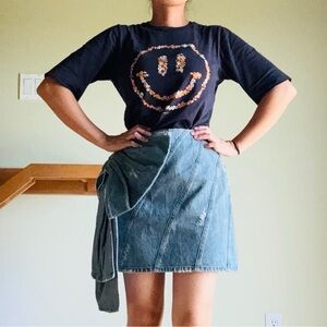 NEW MIU MIU DENIM MINI SKIRT WITH OVERSIZED BOW